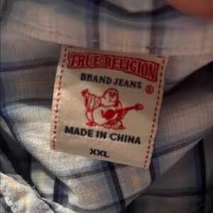 True Religion Blue Checkered Shirt XXL